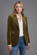 Elegant blazer dam sammet långärmad klassisk passform - Brown