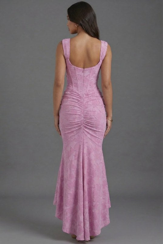 Floral Wedding Guest Corset Ruched Fishtail Dress