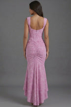 Floral Wedding Guest Corset Ruched Fishtail Dress