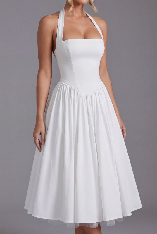 Women’s Ascot Elegant A Line Halter Midi Dress