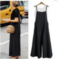 Elegant jumpsuit med vida ben och axelband - Black