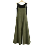 Vrouwen Bandjes Jumpsuit Zomer Effen Kleur Wijde Pijpen Broek Tuinbroek Bib Overalls Casual Losse Mouwloze Katoen Linnen Jumpsuits 5Xl