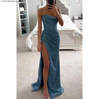 Sexy off-shoulder jurk, elegante maxi-jurken met pailletten voor avondfeest, gala, slip, slanke split, lange canonicals