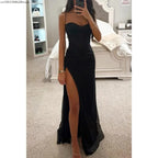 Sexy off-shoulder jurk, elegante maxi-jurken met pailletten voor avondfeest, gala, slip, slanke split, lange canonicals