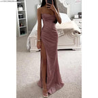 Sexy off-shoulder jurk, elegante maxi-jurken met pailletten voor avondfeest, gala, slip, slanke split, lange canonicals