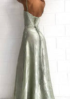 Gilda | Luxe Maxi Jurk met Elegante Bloemen Print - Kleur Pistache Groen