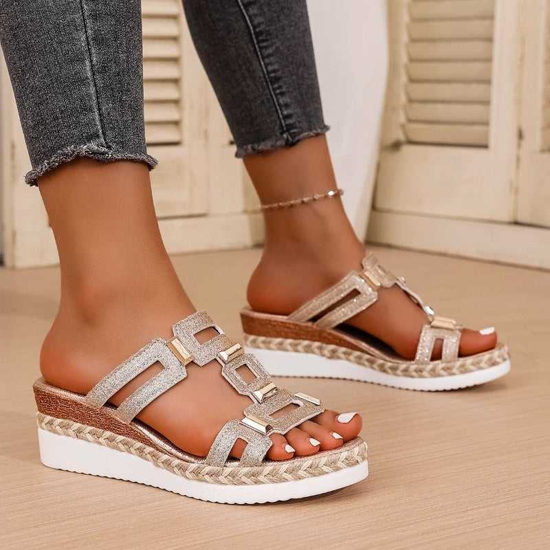 Grote Romeinse stijl dames sandalen open teen strandslippers zomer wedges comfortabele outdoor instapschoenen voor dames