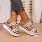 Grote Romeinse stijl dames sandalen open teen strandslippers zomer wedges comfortabele outdoor instapschoenen voor dames