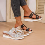 Grote Romeinse stijl dames sandalen open teen strandslippers zomer wedges comfortabele outdoor instapschoenen voor dames