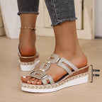 Elegant sandal dam med kilklack - Yellow