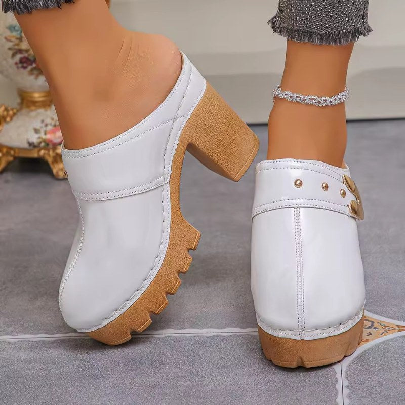 Elegant sandal med klack för dam - Beige