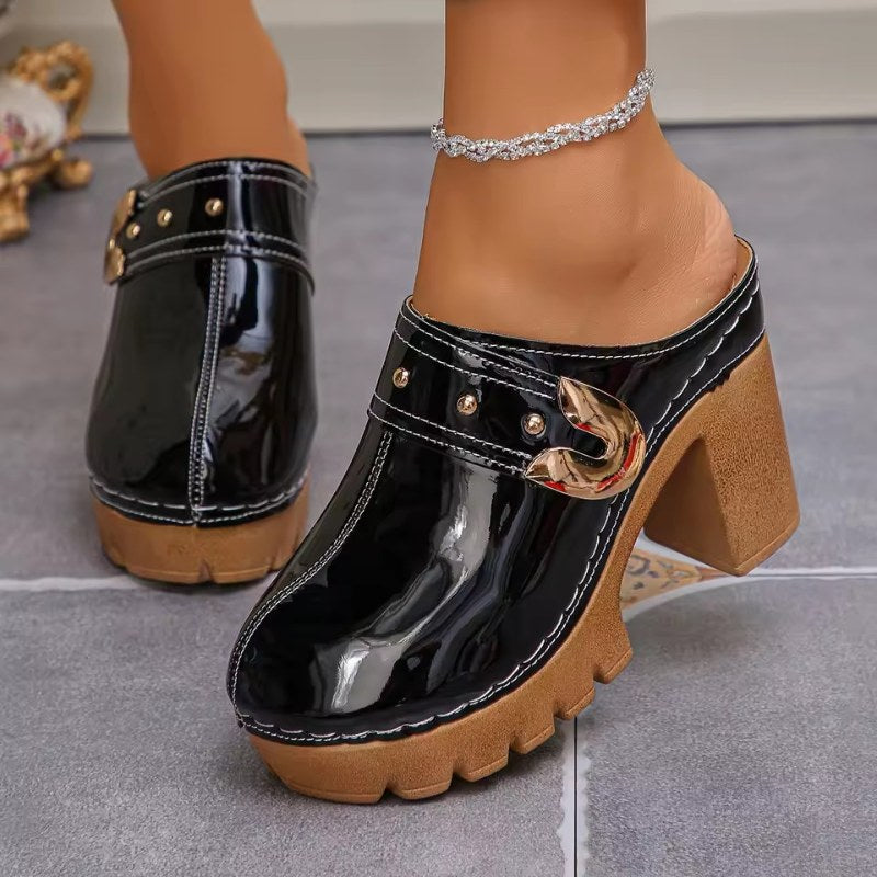 Elegant sandal med klack för dam - Black