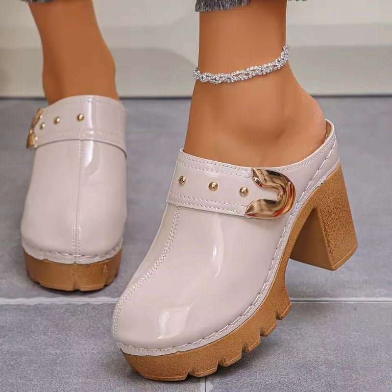 Elegant sandal med klack för dam - Orange