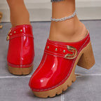 Elegant sandal med klack för dam - Red