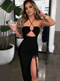 Elegant sommarklänning med halterneck - Black
