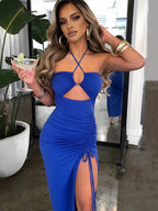 Mouwloze sexy vrouwelijke midi backless jurken slanke nachtclub party damesjurk bodycon vestidos elegantes para mujer