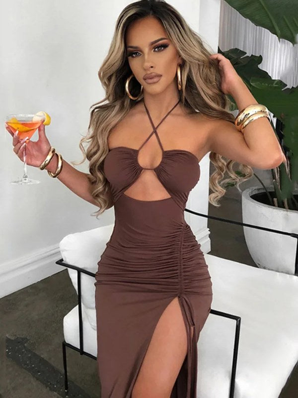 Mouwloze sexy vrouwelijke midi backless jurken slanke nachtclub party damesjurk bodycon vestidos elegantes para mujer