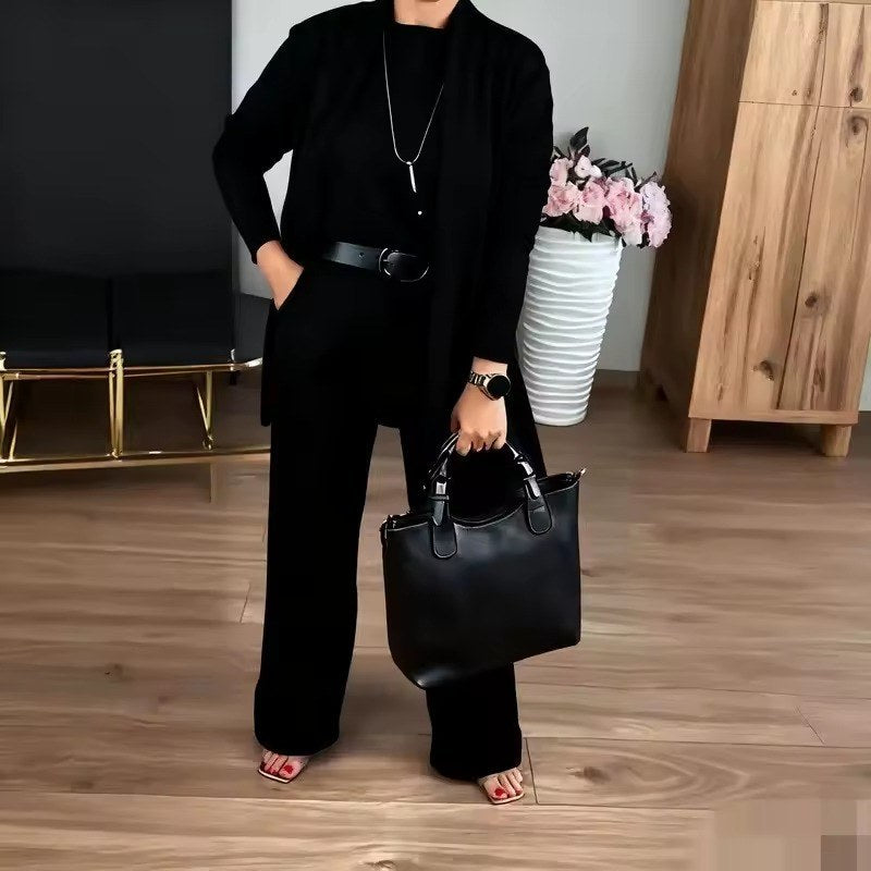 Elegant tvådelat set i mjuk stickad kvalitet - Black
