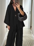 Elegant tvådelat set i oversize passform - Black