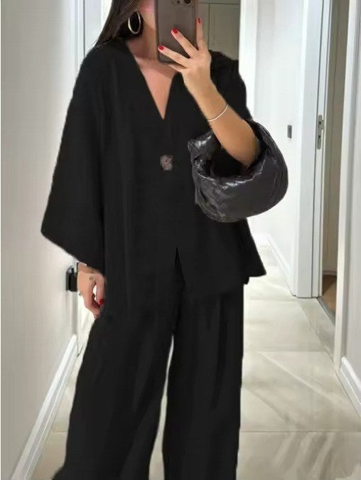 Elegant tvådelat set i oversize passform - Black