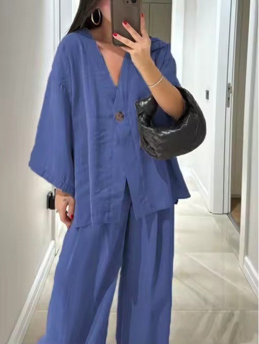 Elegant tvådelat set i oversize passform - Blue