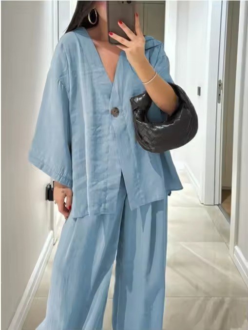 Elegant tvådelat set i oversize passform - Light Blue