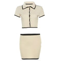 Elegant tvådelat set kortärmad med polokrage - Khaki