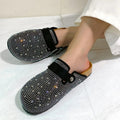 Eleganta mules med strass och spänne - Black