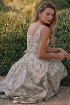 Suninheart zomer elegante veterjurk 2025, nieuwkomers bloemenprint midi-jurk dames sexy jurk voor vakantie verjaardag