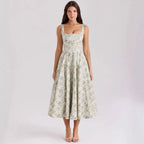 Suninheart zomer elegante veterjurk 2025, nieuwkomers bloemenprint midi-jurk dames sexy jurk voor vakantie verjaardag