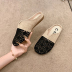 Vrouwen Geweven Slippers Platte Slides Mode Vrouwen Cover Teen Vrouwelijke Muilezel Luxe 2025, Muilezels Casual Flats Schoenen
